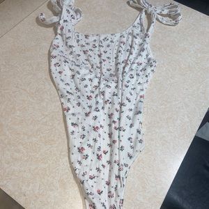 Floral self tie strap body suit